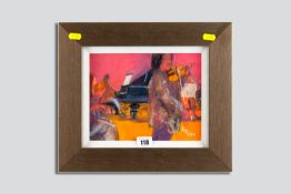 ROGER DELLAR watercolour - gypsy orchestra, signed and with title label verso, 17.5 x 23 cms