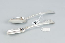 A Georgian silver marrow scoop, 2 ozs, London 1801 and a Georgian silver serving spoon, 2 ozs,