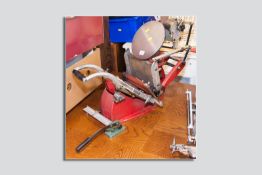 An Adana 8 x 5 hand operated printing press and a small Adana hand operated guillotine