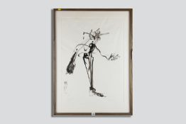 MARIA T HAYES watercolour - abstract figurative painting, signed and dated 1977, entitled 'Turning