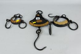 A cast iron and brass Salters quadrant balance, class II model to weigh 112lb and two cast iron
