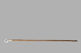 A shepherd's type crook, 150 cms high, swan neck handle of Chester silver 1845, maker Joseph Mayer