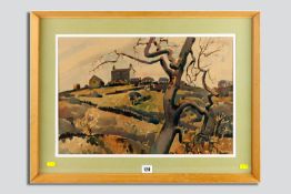 ELLIS SHAW watercolour - hilltop farmstead, Saddleworth, Yorkshire, entitled label verso, 34 x 50