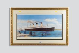 SIMON FISHER coloured limited edition (284/850) print - 'The Olympic Passing Calshot', signed by the