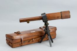 A Davon patent combination microscope/telescope circa 1900 by Davidson & Co, a stitched leather