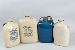 Four stoneware hotwater bottle shaped bedwarmers, two titled 'The Bungalow' footwarmer by Denby