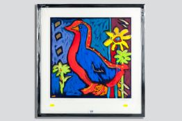 SIMON BULL mixed media - titled 'Walking on Sunshine', signed, 47 x 46 cms