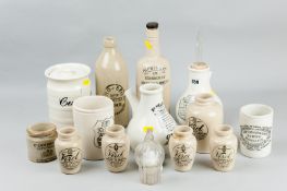 A collection of early stoneware etc household items including two improved inhalers, cleaning