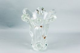 A heavy wide necked glass vase of globular form, marked 'Vannes Art France', 11 ins (29 cms) high