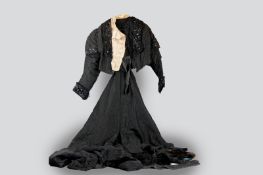 A quantity of late Victorian lady's clothing, mostly black with embroidered pattern and sequin