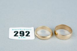 Two nine carat gold wide wedding bands, each 4 grms