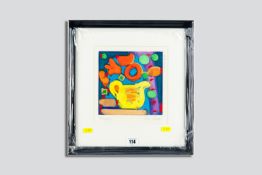 SIMON BULL mixed media - titled 'Happy', signed, 20 x 19 cms