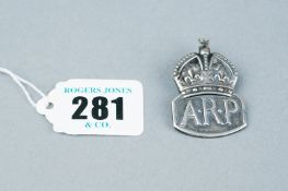 An ARP clip badge, 0.3 ozs, London 1938