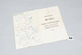 A programme for a ballet held at Cannes in April 1957 - 'Hommage a Picasso', the rear of the