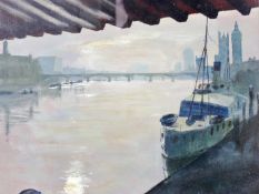 MARTYN HALEY acrylic - view of the Thames, signed, 11.5 x 14.5 ins (29 x 37 cms)
