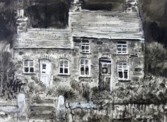 ANDREW DOUGLAS FORBES mixed media - farmstead at dusk, signed, 11 x 14.5 ins (28 x 37 cms)