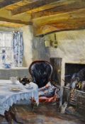 KEITH ANDREW limited edition (157/750) print - interior of cottage with range, signed and dated
