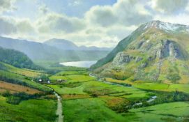 PHILLIP STANTON oil on canvas - Nant Gwynant Valley after rain, signed, 19.5 x 33 ins (50 x 84 cms)
