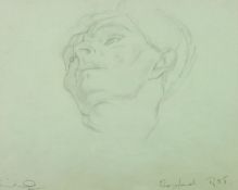 MILDRED ELSIE ELDRIDGE pencil study - head portrait of the poet and preacher R S Thomas looking