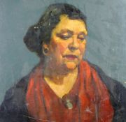 ELVET THOMAS oil on canvas - portrait of a lady, 24 x 20 ins (61 x 51 cms)