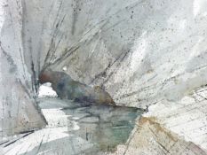 WILLIAM SELWYN watercolour - interior cave scene, Pwll-yr-Ogof, signed, 8 x 10.25 ins (20 x 26 cms)