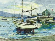 ALFRED KEELEY-BRAZIER two watercolours - 1. harbour scene with boats, signed and dated 1969, 6.5 x 9
