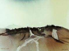 JOHN MORRIS watercolour - Clwydian hill scene, signed and entitled ‘Moel Llys-y-Coed’, 10.5 x 14.