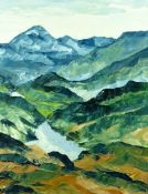 GWYN ROBERTS oil on canvas - Snowdonia mountain scene, signed with initials and entitled verso and