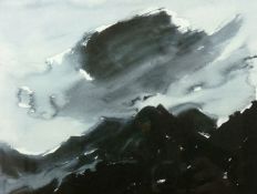 SIR KYFFIN WILLIAMS RA artist’s proof coloured print - stormy mountainscape, signed in full, 12.25 x