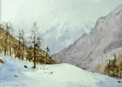 GARETH THOMAS watercolours, a pair - 1. ‘Above Cervinia’ and 2. ‘Plateau Rosa’, each signed and