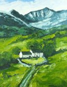 GWYN ROBERTS oil on canvas - Welsh farmstead in the Brecon Beacons, signed with initials and