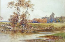 J LAURENT HART watercolour - river scene, signed and entitled verso ‘River Ithon, Llandrindod