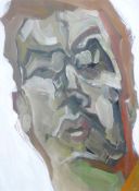 ELFYN JONES oil on paper - self portrait, entitled and dated label verso, 11.5 x 8.75 ins (29 x 22
