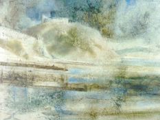 WILLIAM SELWYN watercolour - western view of Criccieth Castle with Marine Walk, signed, 15.25 x 23.