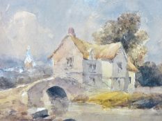 DAVID COX JNR watercolour - house and bridge and distant oast house, signed and dated 1849, 9.5 x
