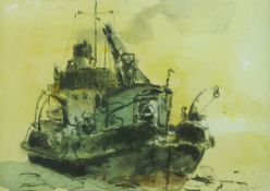 WILLIAM SELWYN watercolour - local fishing trawler, signed, 5.75 x 8 ins (15 x 20 cms)