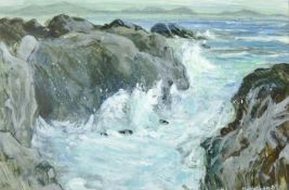 KEITH ANDREW watercolour - coastalscape, Rhoscolyn headland, signed, 6 x 9 ins (15 x 23 cms)
