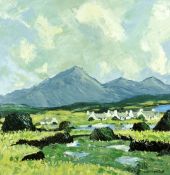OWEN MEILIR oil on canvas - Irish landscape, Connemara, signed, 19.5 x 19.5 ins (50 x 50 cms)
