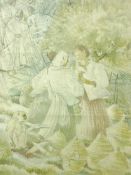 MILDRED ELSIE ELDRIDGE mixed media on paper with annotations - ‘The Bird Catcher and the Lark’ for