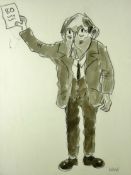 SIR KYFFIN WILLIAMS RA pencil and watercolour - a self portrait on his 80th Birthday, 1998, in