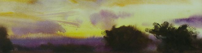 DAVID LLOYD GRIFFITH watercolour - sunset Betws-yn-Rhos, signed with initials, 3.75 x 13.75 ins (9.5