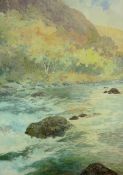 JEREMY YATES watercolour - Welsh river scene, signed and dated 1991, 21 x 14.25 ins (54 x 36 cms)