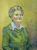 ROWENA WYN oil on board - self portrait, signed and dated 1978, 19 x 15 ins (49 x 38 cms)