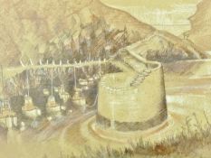 R SCARFF mixed media - Cornish harbour scene, signed, 9.5 x 14 ins (24 x 36 cms)