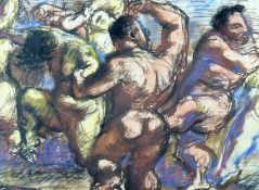 T R ROTHWELL watercolour/mixed media - study of dancing nude figures, signed and - ‘There are