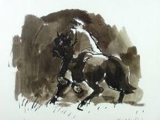 SIR KYFFIN WILLIAMS RA coloured limited edition (132/500) print - Patagonian horseman, signed in