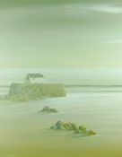 NICK JOHN REES oil on canvas - Porth Cwyfan, Anglesey, signed with initials and signed verso with