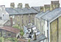 JANE CARPANINI watercolour - ‘Backyards, Caernarfon’, signed and dated 1979, 12 x 17 ins (29 x 43