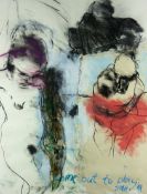 SUE WILLIAMS mixed media - figures at play, signed with initials and dated 1979 and entitled ‘Come