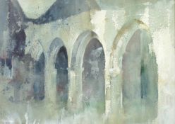 WILLIAM SELWYN watercolour - archways at Llanidan Church, Brynsiencyn, Anglesey, signed, 13.5 x 19.5